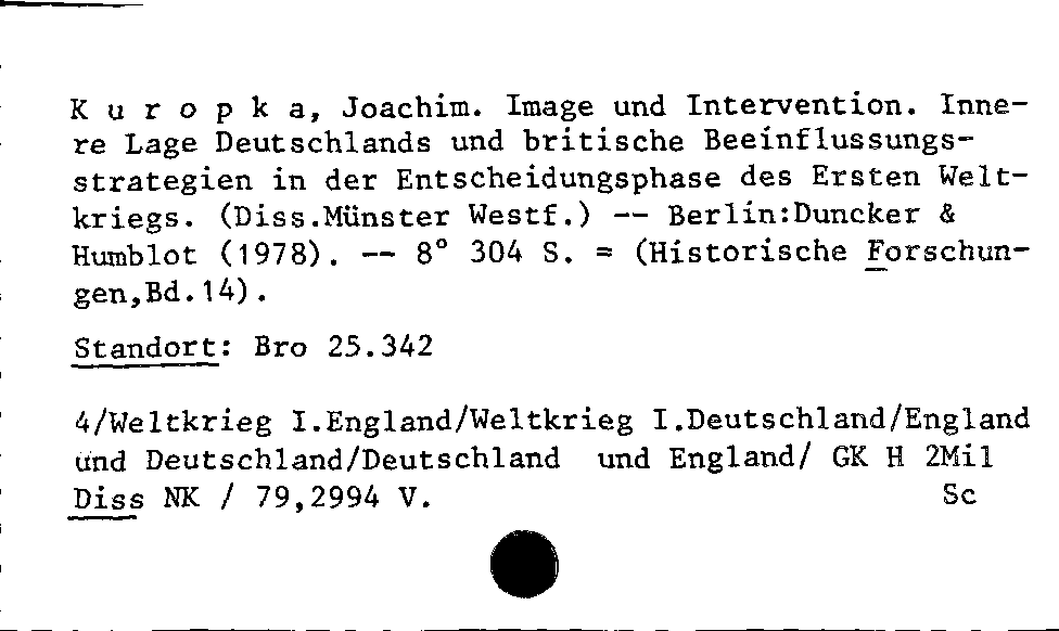 [Katalogkarte Dissertationenkatalog bis 1980]