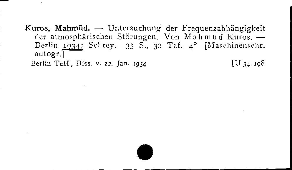 [Katalogkarte Dissertationenkatalog bis 1980]