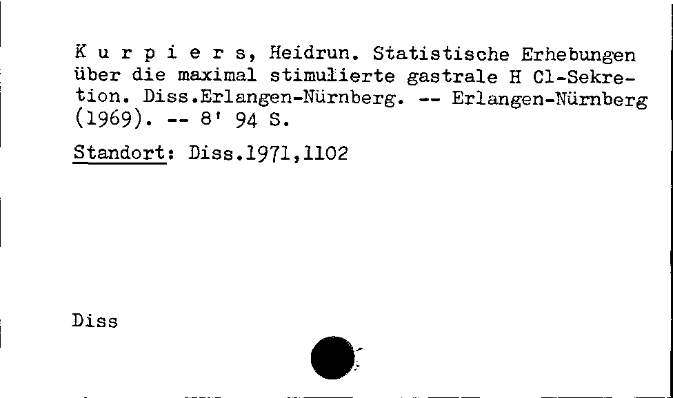 [Katalogkarte Dissertationenkatalog bis 1980]