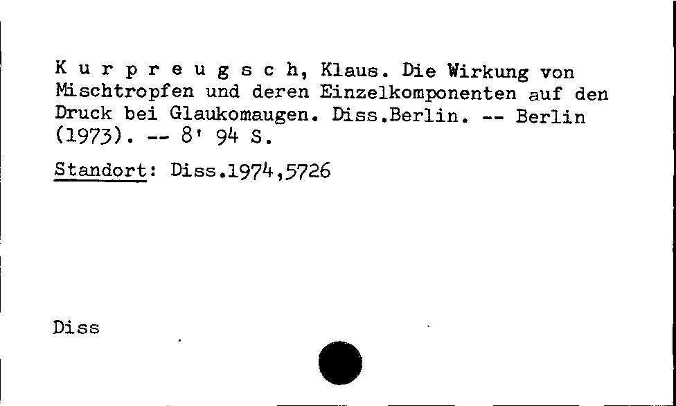 [Katalogkarte Dissertationenkatalog bis 1980]