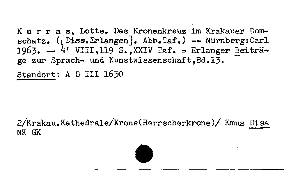 [Katalogkarte Dissertationenkatalog bis 1980]