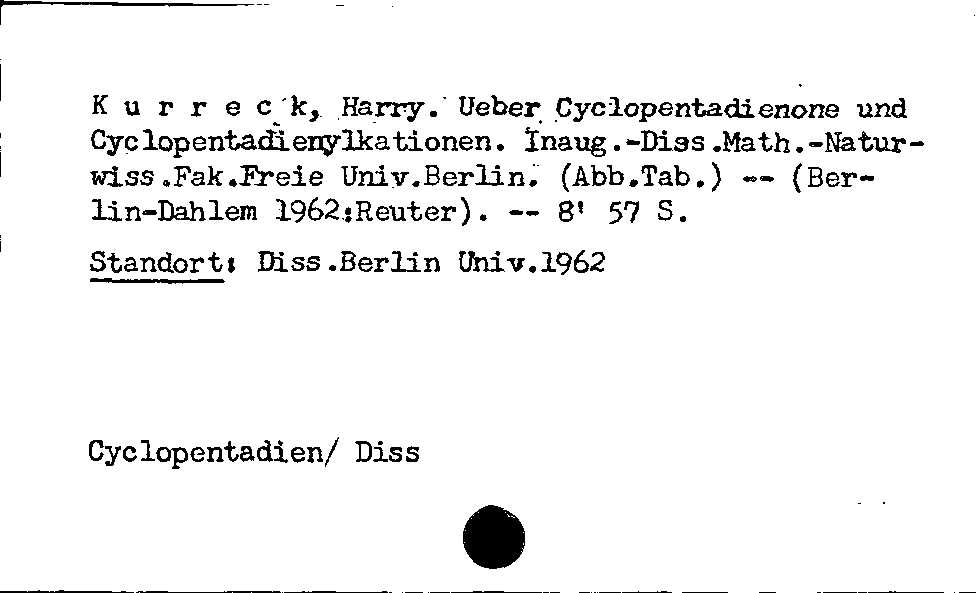 [Katalogkarte Dissertationenkatalog bis 1980]