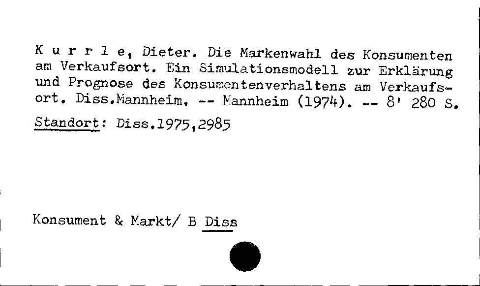 [Katalogkarte Dissertationenkatalog bis 1980]