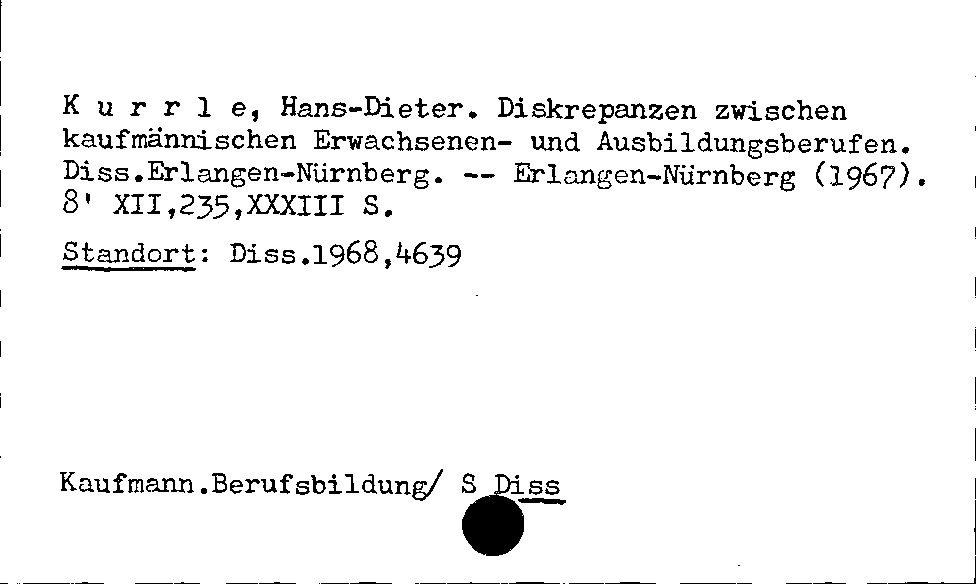 [Katalogkarte Dissertationenkatalog bis 1980]