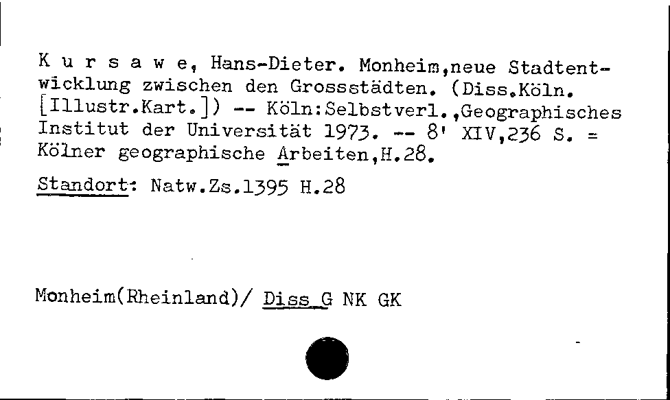 [Katalogkarte Dissertationenkatalog bis 1980]