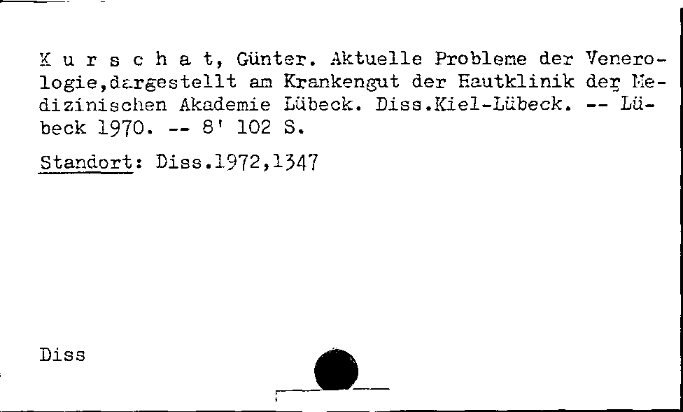 [Katalogkarte Dissertationenkatalog bis 1980]