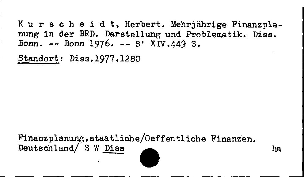 [Katalogkarte Dissertationenkatalog bis 1980]