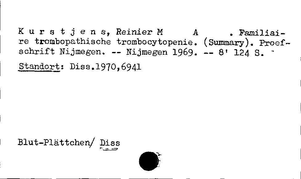 [Katalogkarte Dissertationenkatalog bis 1980]