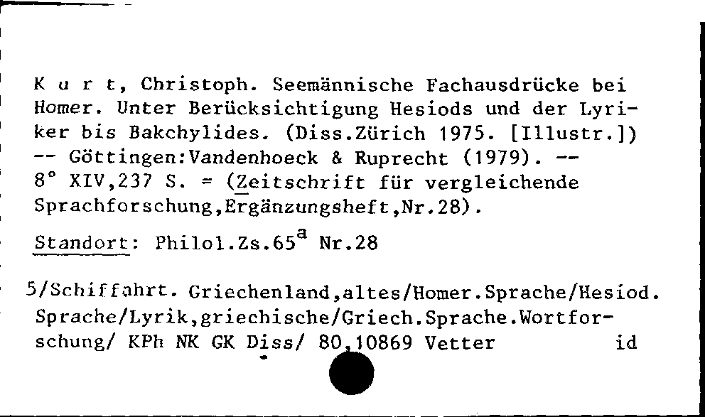 [Katalogkarte Dissertationenkatalog bis 1980]