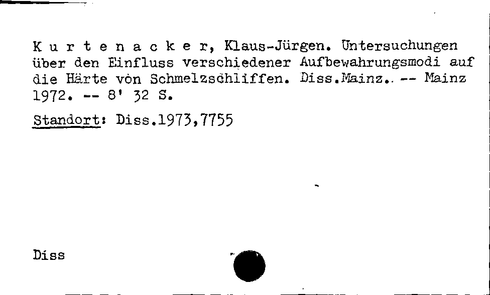 [Katalogkarte Dissertationenkatalog bis 1980]