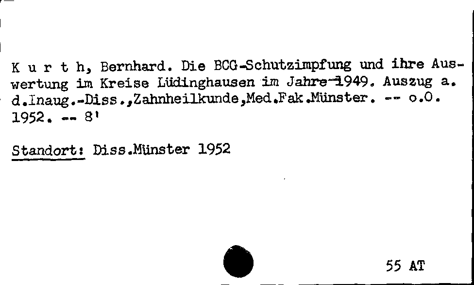 [Katalogkarte Dissertationenkatalog bis 1980]