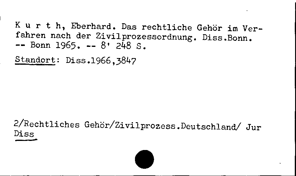 [Katalogkarte Dissertationenkatalog bis 1980]