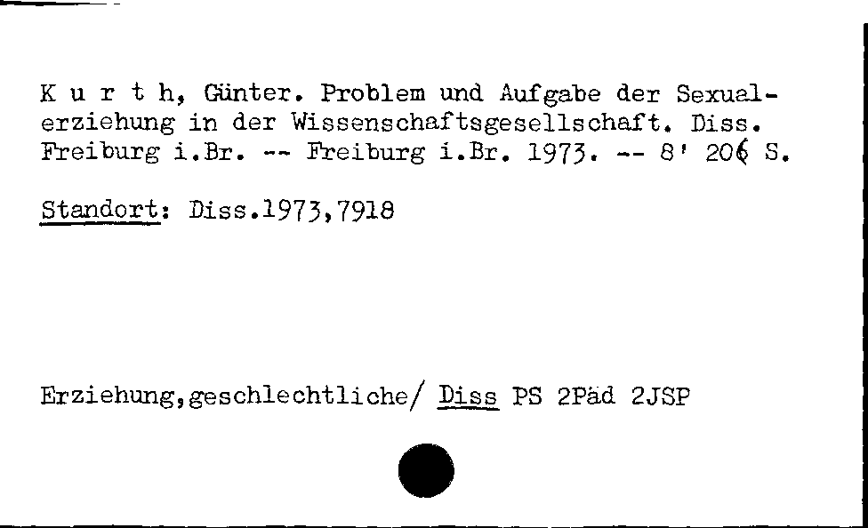 [Katalogkarte Dissertationenkatalog bis 1980]