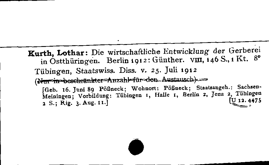 [Katalogkarte Dissertationenkatalog bis 1980]