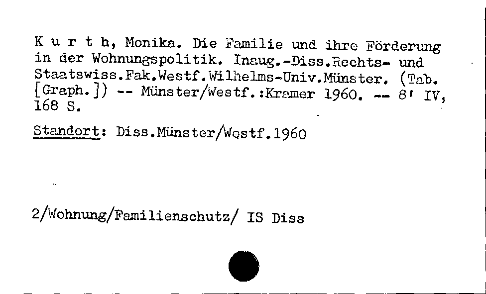 [Katalogkarte Dissertationenkatalog bis 1980]