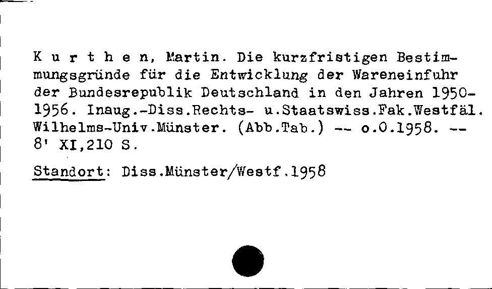 [Katalogkarte Dissertationenkatalog bis 1980]