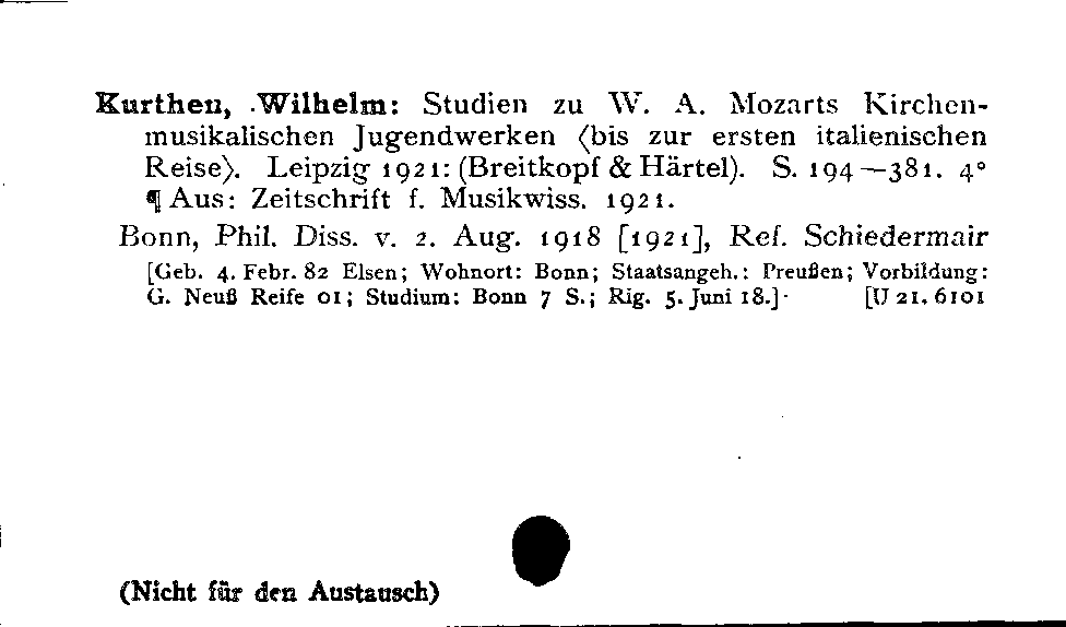 [Katalogkarte Dissertationenkatalog bis 1980]