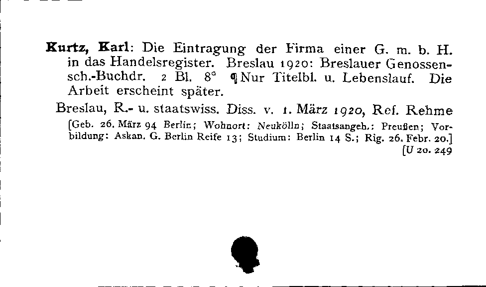 [Katalogkarte Dissertationenkatalog bis 1980]