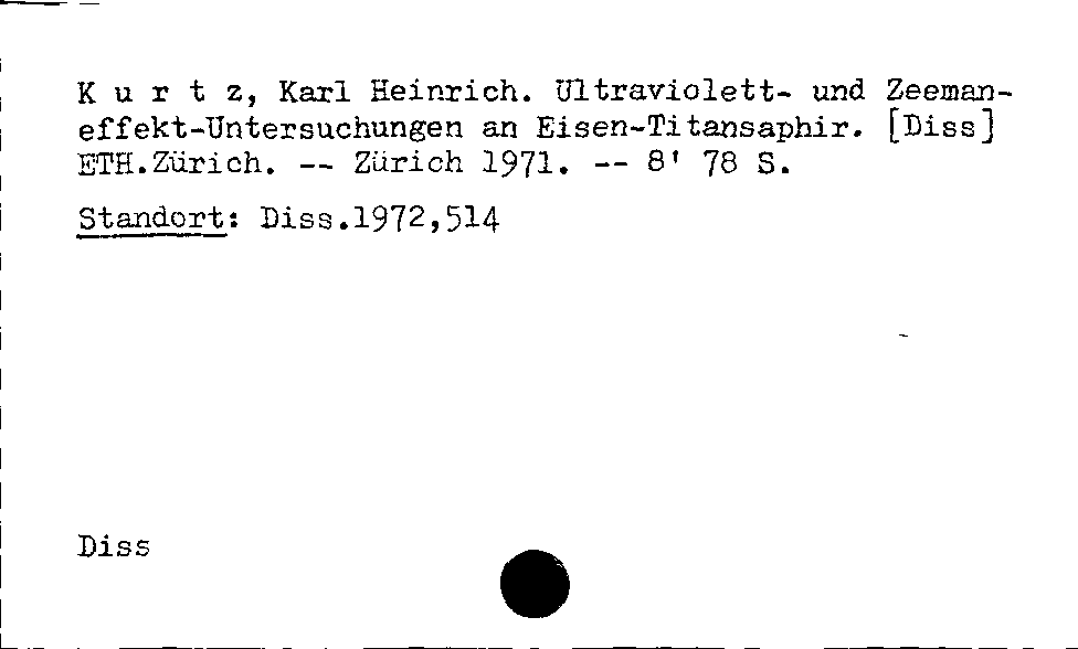 [Katalogkarte Dissertationenkatalog bis 1980]