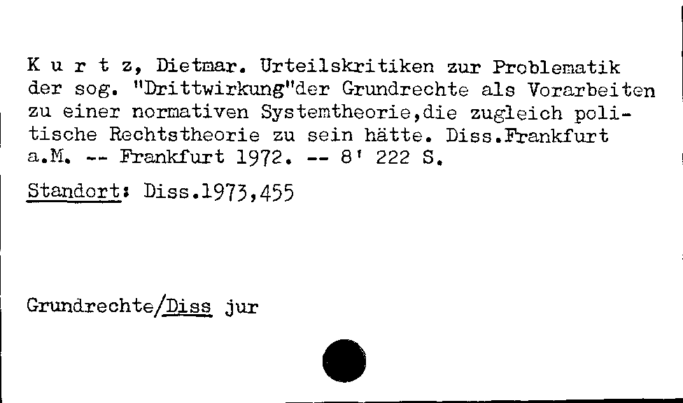 [Katalogkarte Dissertationenkatalog bis 1980]