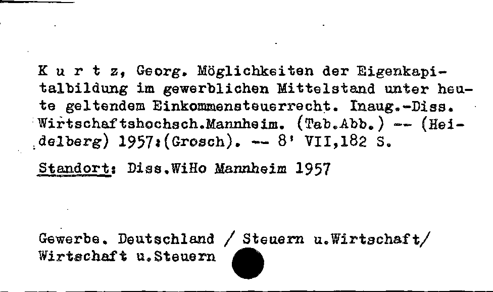 [Katalogkarte Dissertationenkatalog bis 1980]