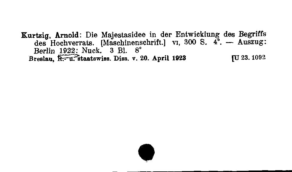 [Katalogkarte Dissertationenkatalog bis 1980]