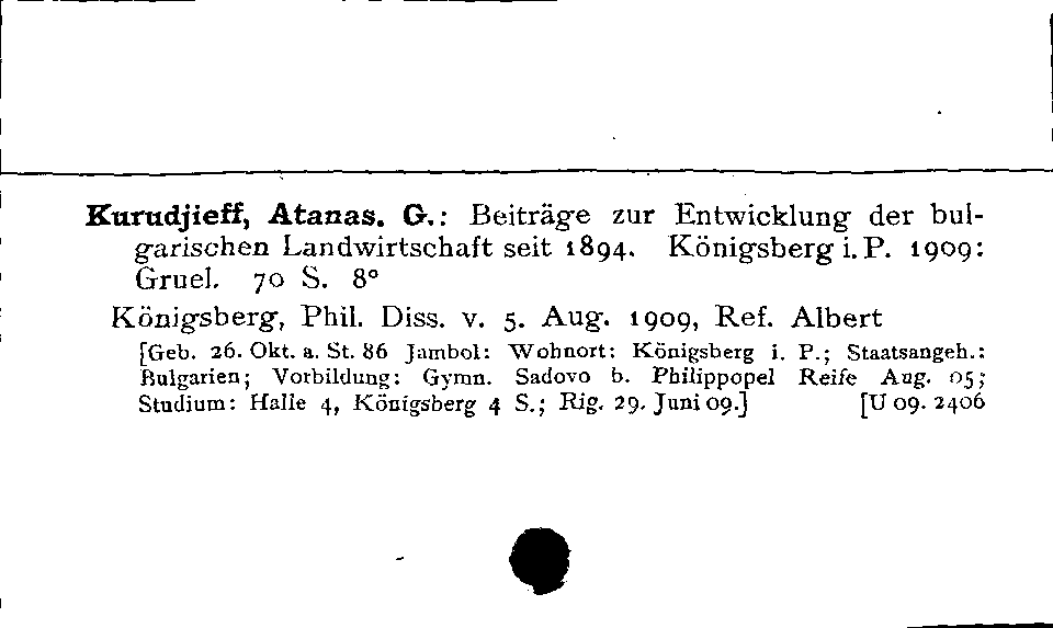 [Katalogkarte Dissertationenkatalog bis 1980]