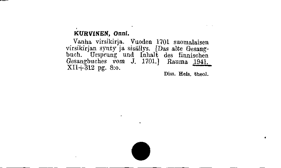 [Katalogkarte Dissertationenkatalog bis 1980]