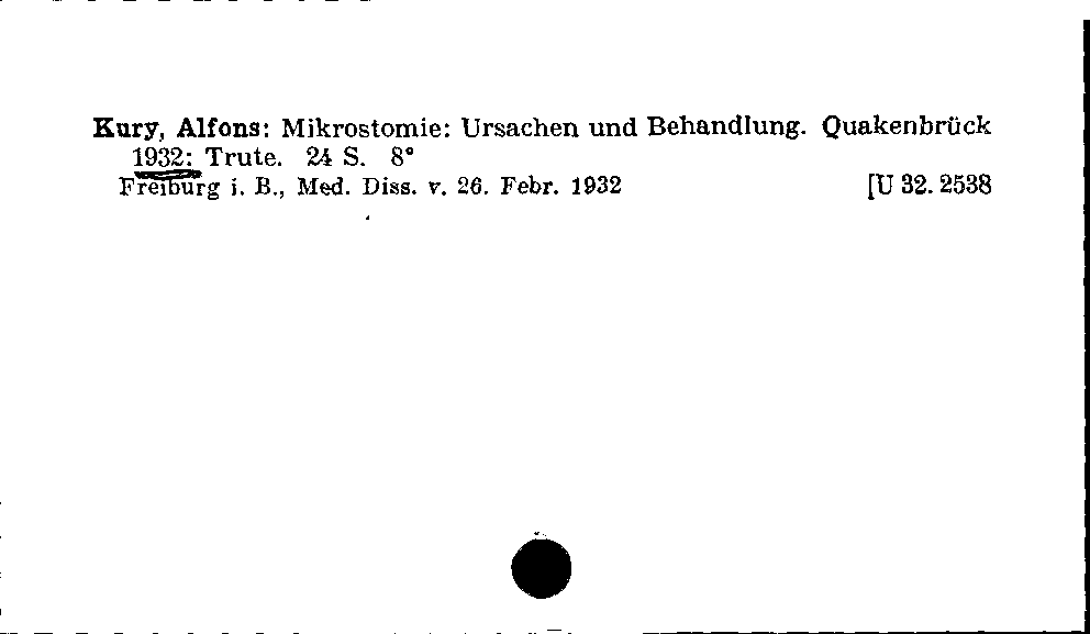 [Katalogkarte Dissertationenkatalog bis 1980]