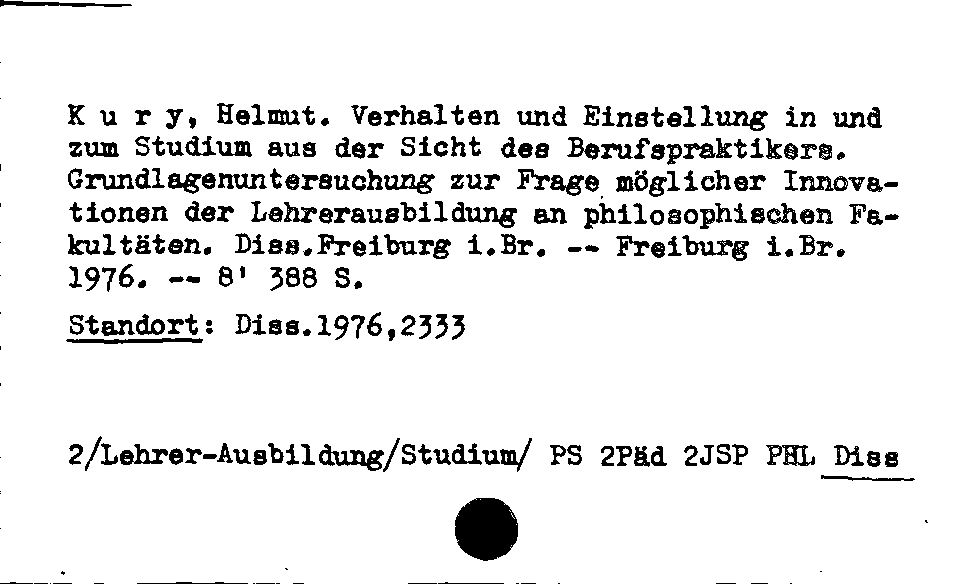 [Katalogkarte Dissertationenkatalog bis 1980]