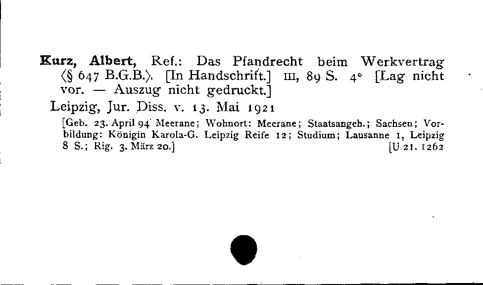 [Katalogkarte Dissertationenkatalog bis 1980]