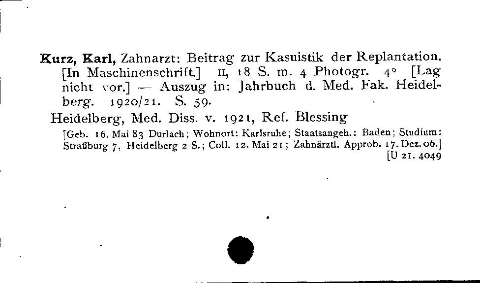 [Katalogkarte Dissertationenkatalog bis 1980]