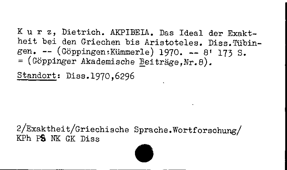 [Katalogkarte Dissertationenkatalog bis 1980]