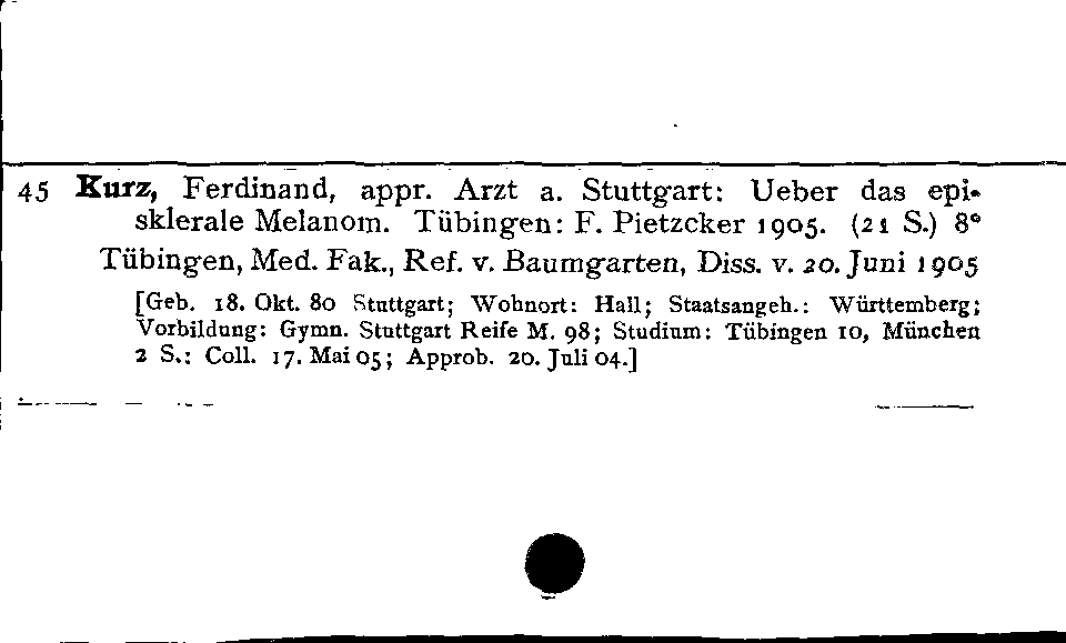 [Katalogkarte Dissertationenkatalog bis 1980]