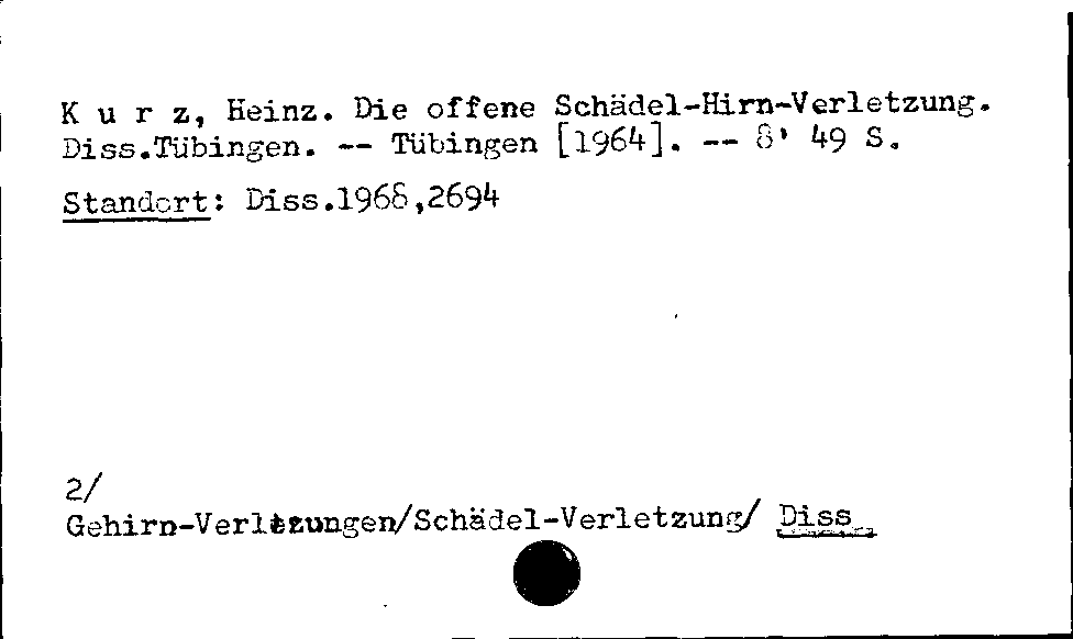 [Katalogkarte Dissertationenkatalog bis 1980]