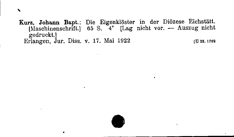 [Katalogkarte Dissertationenkatalog bis 1980]