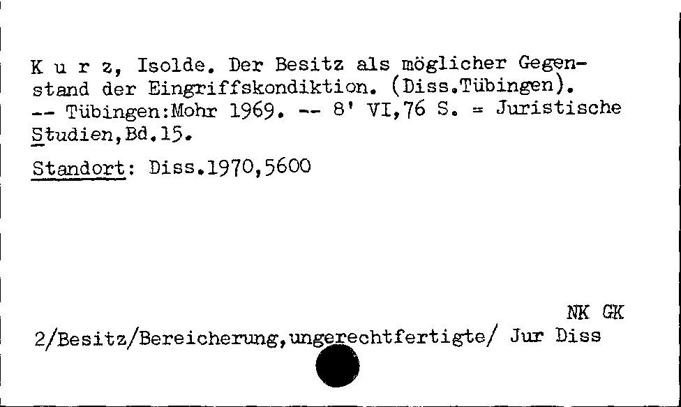 [Katalogkarte Dissertationenkatalog bis 1980]