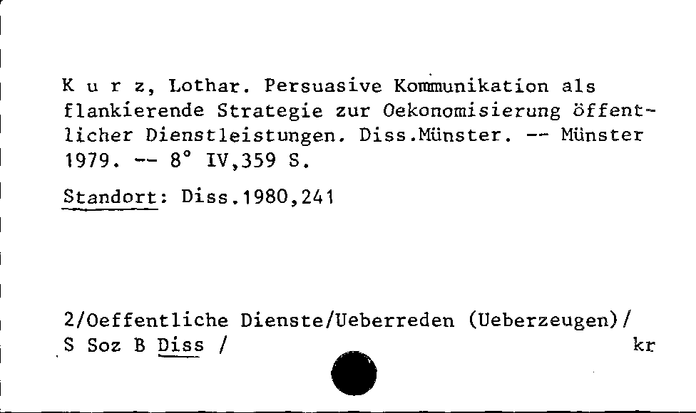 [Katalogkarte Dissertationenkatalog bis 1980]