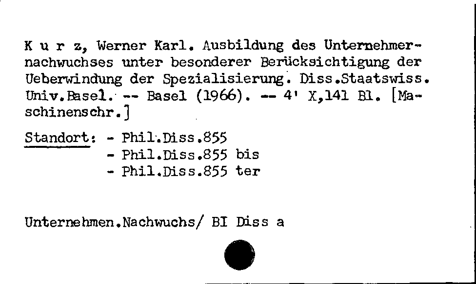 [Katalogkarte Dissertationenkatalog bis 1980]