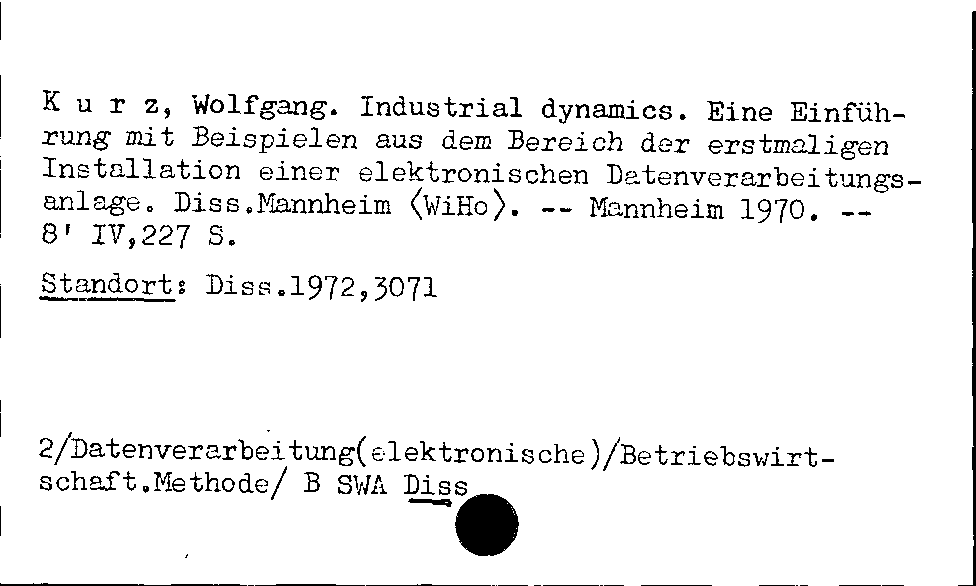 [Katalogkarte Dissertationenkatalog bis 1980]