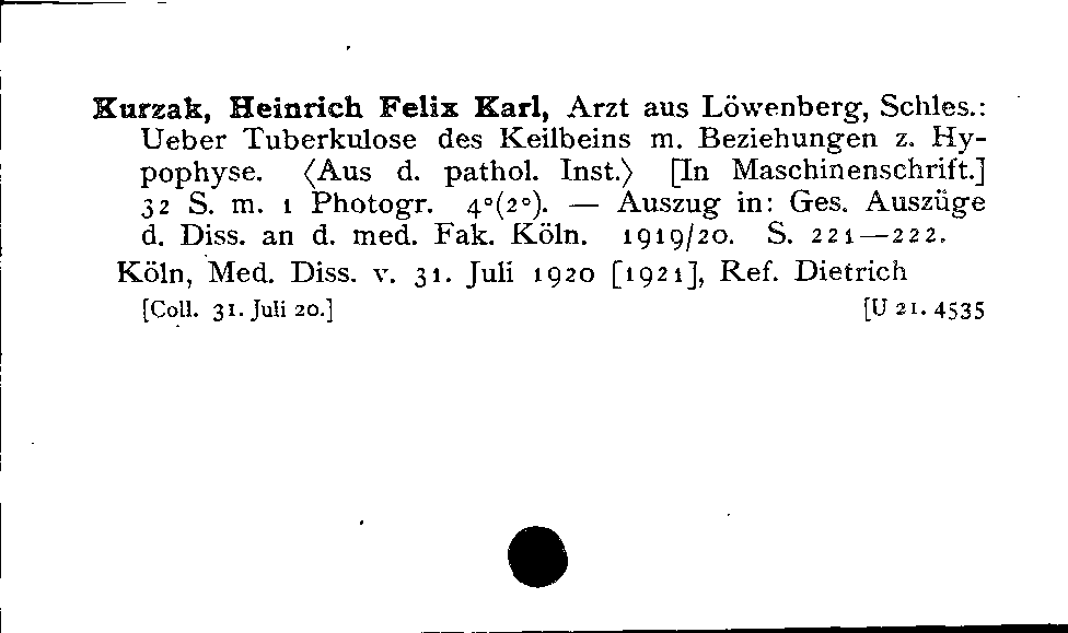 [Katalogkarte Dissertationenkatalog bis 1980]