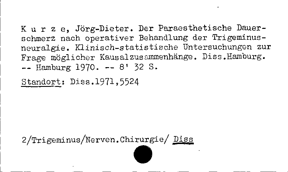 [Katalogkarte Dissertationenkatalog bis 1980]