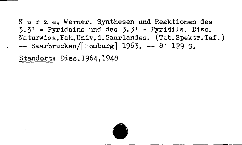 [Katalogkarte Dissertationenkatalog bis 1980]