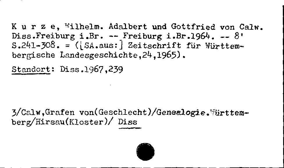 [Katalogkarte Dissertationenkatalog bis 1980]