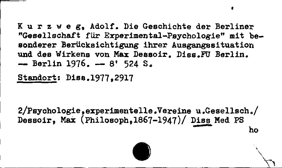 [Katalogkarte Dissertationenkatalog bis 1980]