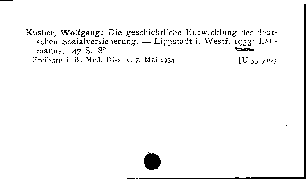 [Katalogkarte Dissertationenkatalog bis 1980]