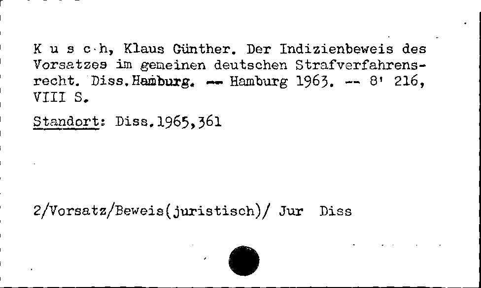 [Katalogkarte Dissertationenkatalog bis 1980]