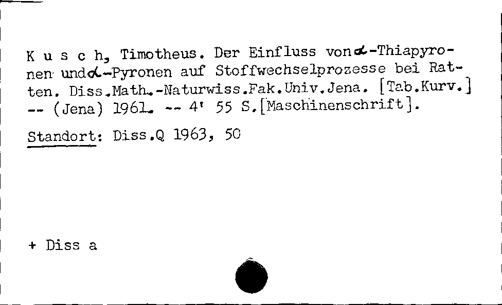 [Katalogkarte Dissertationenkatalog bis 1980]