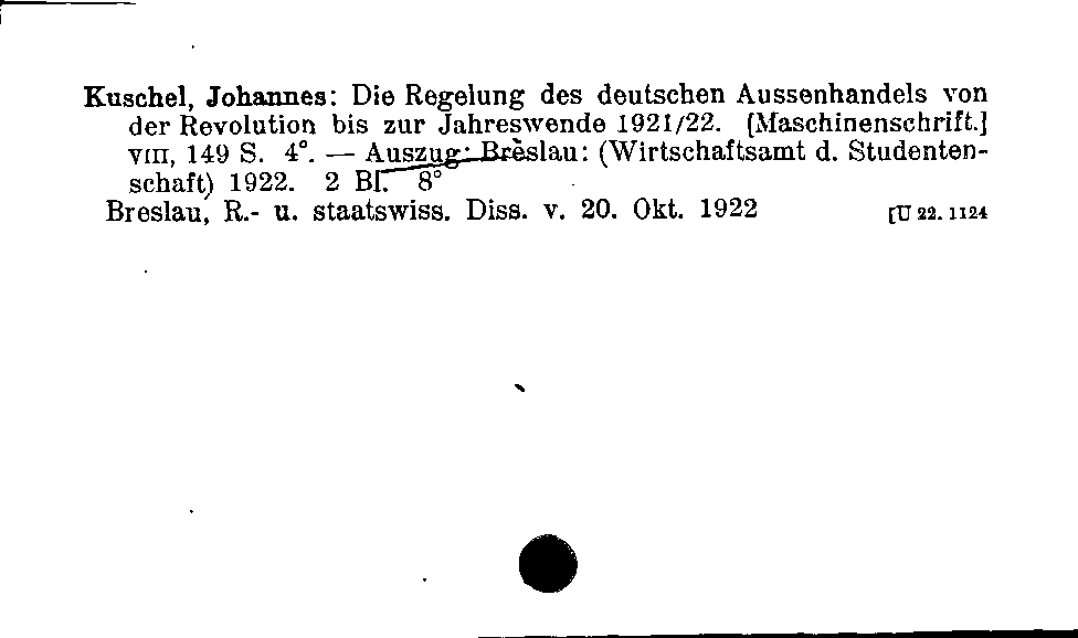 [Katalogkarte Dissertationenkatalog bis 1980]