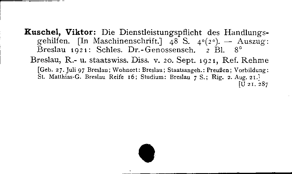 [Katalogkarte Dissertationenkatalog bis 1980]